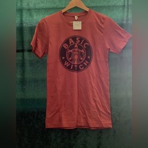 NWT Unisex Basic Witch Starbucks Coffee T-Shirt by Bella-Canvas SZ XS